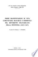 Prime manifestazioni di vita comunitaria maschile e femminile nel movimento francescano della penitenza, 1215-1447
