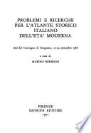 Problemi e ricerche per l'Atlante storico italiano dell'età moderna