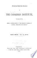 Proceedings of the Canadian Institute
