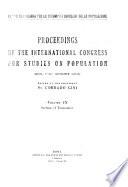 Proceedings of the International congress for studies on population (Rome, 7th-10th September, 1931-ix).