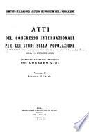 Proceedings of the International congress for studies on population (Rome, 7th-10th September, 1931-ix).