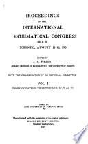 Proceedings of the International Mathematical Congress: Communications to sections III, IV, V, and VI