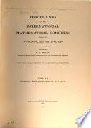 Proceedings of the International Mathematical Congress held ..