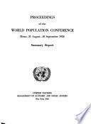 Proceedings of the World Population Conference, 1954: Summary report
