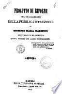 Progetto di riforme pel regolamento della pubblica istruzione di Giuseppe Maria Mazzetti