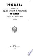 Programma dell'I.R. ginnasio completo di prima classe in Zara alla fine dell'anno scolastico 1864