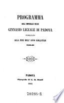 Programma dell' Imperiale Regio Ginnasio Liceale di Padova ...