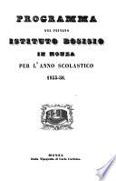 Programma della scuole ginnasiali, reali, speciali ed elementari del privato istituto Bosisio in Monza