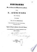 Programma sulla riforma del manicomio ausiliario detto S. Agostino in Aversa pel dottore cav. B. G. Miraglia direttore del Reale manicomio di Aversa ...