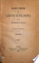 Prolusione e introduzione alle lezioni di filosofia nella Università di Napoli