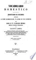 Prontuario di vocaboli attenenti a cose domestiche e altre di uso comune: Vocabulario domestico