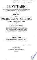 Prontuario di vocaboli attenenti a parecchie arti, ad alcuni mestieri, a cose domestiche, e altre di uso comune, per saggio di un vocabolario metodico della lingua italiana