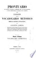 Prontuario di vocaboli attenenti a parecchie arti: Vocabolario domestico. Ed. 2 riv. dall'autore