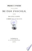 Prose E Poesie Edite Ed Inedite Di Ugo Foscolo