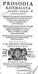 Prosodia reformata duobus tomis comprehensa