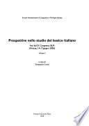 Prospettive nello studio del lessico italiano