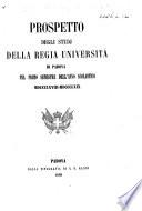 Prospetto degli studj della Regia Università di Padova pel primo semestre dell'anno scolastico MDCCCLXVIII-MDCCCLXIX.