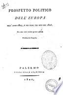 Prospetto politico dell'Europa nell'anno 1805, e nei primi tre mesi del 1806. Tradotto dal francese