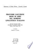 Proverbi, locuzioni, modi di dire nel dominio linguistico italiano