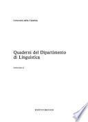 Quaderni del Dipartimento di linguistica