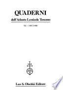 Quaderni dell'Atlante lessicale toscano