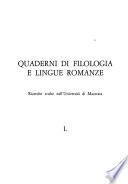 Quaderni di filologia e lingue romanze