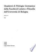 Quaderni Di Filologia Germanica Della Facoltà Di Lettere E Filosofia Dell'Università Di Bologna