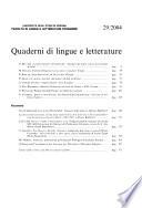 Quaderni di lingue e letterature