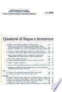 Quaderni di lingue e letterature