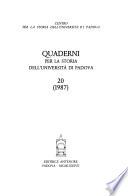 Quaderni per la storia dell'Università di Padova