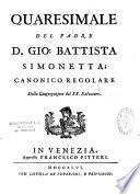Quaresimale del Padre D. Gio. Battista Simonetta,...
