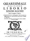Quaresimale del padre Liborio Siniscalchi della Compagnia di Gesù. Aggiuntivi cinque discorsi sulla passione del Redentore per li venerdì di Quaresima