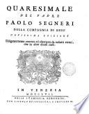 Quaresimale Del Padre Paolo Segneri Della Compagnia Di Giesù