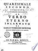 QUARESIMALE SECONDO COMPOSTO E UMILMENTE CONSAGRATO AL VERBO ETERNO INCARNATO