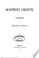 Questioni urgenti pensieri di Massimo D'Azeglio