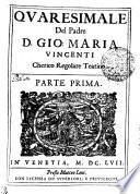 QVARESIMALE Del Padre D. GIO. MARIA VINCENTI Cherico Regolare Teatino