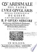 Qvaresimale Del Padre Lvigi Givglaris Della Compagnia di Giesv