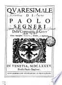 QVARESIMALE DI PAOLO SEGNERI Della Compagnia di GIESV