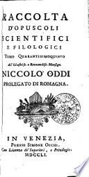 RACCOLTA D'OPUSCOLI SCIENTIFICI, E FILOLOGICI.