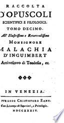 Raccolta d'opusculi scientifici, e filologici (pubblicata da Angelo Calogera)
