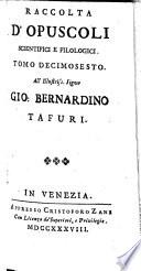 Raccolta d'opusculi scientifici, e filologici (pubblicata da Angelo Calogera)