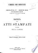 Raccolta degli atti stampati per ordine della Camera documenti