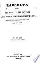Raccolta degli atti ufficiali delle leggi, dei decreti, delle circolari ec. ec. pubblicate nel ...