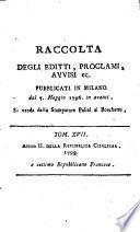 Raccolta degli editti, proclami avvisi ec