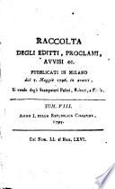 Raccolta degli editti, proclami avvisi ec