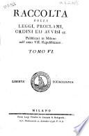 Raccolta degli ordini ed avvisi stati pubblicati dopo il cessato governo austriaco. Tomo 1 [-7]