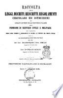 Raccolta Delle Leggi, Decreti, Rescretti, Regolamenti Circolari Ed Istruzioni