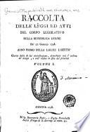 Raccolta delle leggi ed atti del corpo legislativo ...