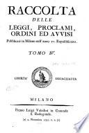 Raccolta delle leggi, proclami, ordini ed avvisi ...