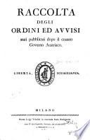 Raccolta delle leggi, proclami, ordini ed avvisi ...
